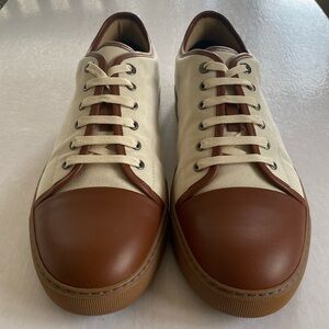LANVIN Men’s Cream/Brown Lace Up Sneakers Size 11